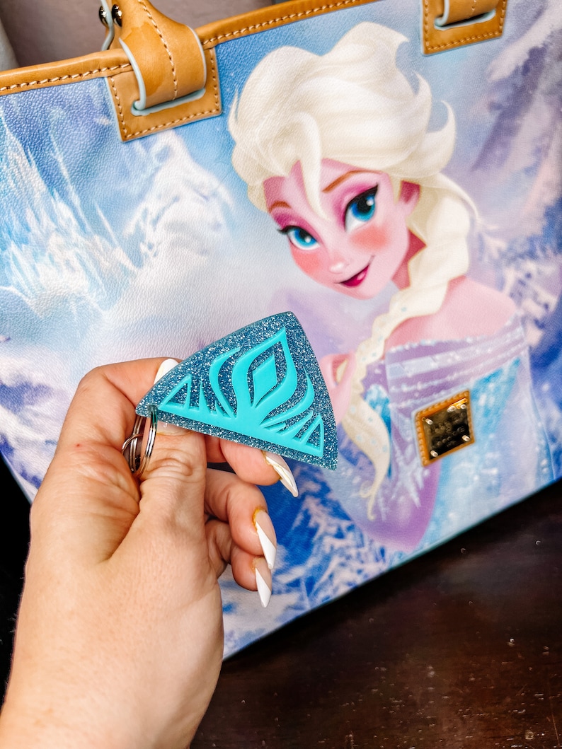 Princess Crown Bag Charms, Rapunzel, Elsa, Tiana, Aurora Keychain, Acrylic Keychain, Gift Ideas, Disney Accessories image 3