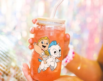 Baby Hercules & Pegasus Glass Cup, 90s Movie Coffee Cup