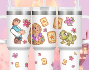 Tangled Stainless Steel Tumbler, Rapunzel and Flynn, 40 oz Cup