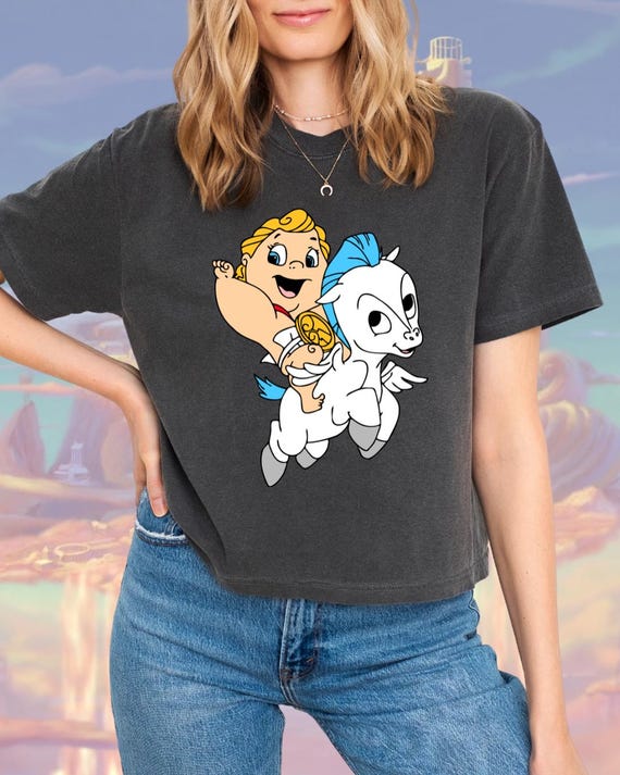 Baby Hercules & Pegasus Boxy Crop Tee, Hercules T-Shirt, Disneyland Disney World Outfit, Disney Vacation