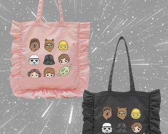 Star Wars Friends Ruffle Tote Bag, Pink or Black Galaxy Tote Bag, Disneyland Disney World Vacation Bag