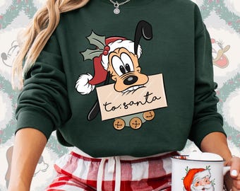 Santa Pluto Crewneck, Disneyland Holiday Shirt, Disney Christmas Sweater