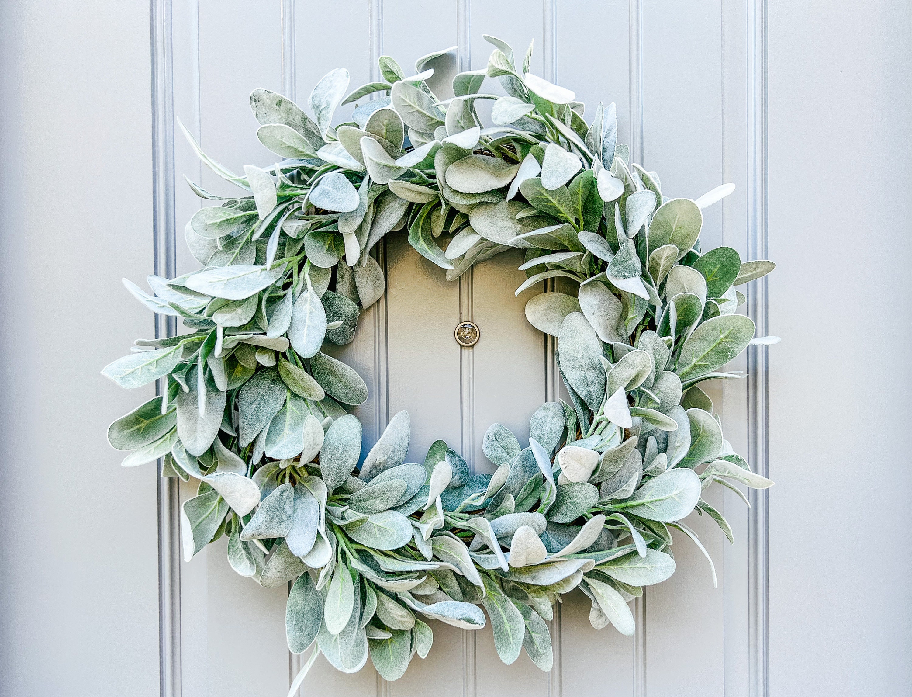 Lambs Ear Wreath With Burlap Bow Year Round Farmhouse Wreath Etsy