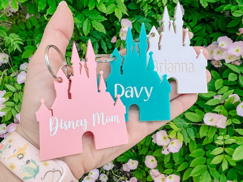 Disney Castle Keychain Pastel Personalized Disney Keychain Etsy