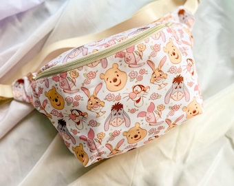 Winnie the Pooh Jumbo Fanny Pack, Hundred Acre Woods Belt Bag, Disney Inspired Purse, Pastel Crossbody Bag