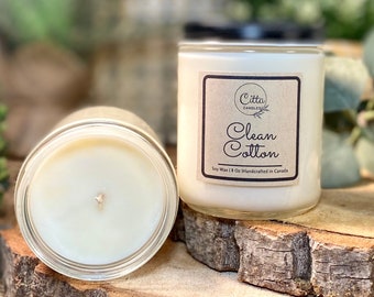 Clean Cotton Scented Handmade 8 oz Natural Soy Wax Candle | Gift Idea | Home Decor  | Christmas Gift | Fall candle | Birthday Candle Idea