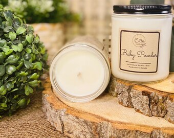 Baby Powder Handmade 8 Oz Soy Wax Candle, Gift for Christmas, Birthday, Mother, Him or Her, Housewarming, Thanksgiving, Home decor