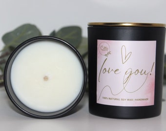 I LOVE U, 8 Oz Handmade Soy Wax Candle, Gift for her, Gift for him |Gift Idea |Vegan Candle |Christmas Gift |Birthday Candle |