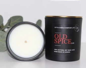 OLD SPICE 8 Oz Handmade Soy Wax  Luxury Candle: A Refreshing & Relaxing Scent |Gift Idea |Vegan Candle |Christmas Gift |Birthday Candle