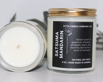 Satsuma Mandarin 8 Oz Handmade Soy Wax Candle |Gift Idea | Home Decor | Vegan Candle | Christmas Gift | Fall candle | Birthday Candle Idea