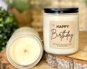 Happy Birthday Soy Wax Candle | Custom Candle | Gift for her |8 oz | Natural Soy Wax Candle | Gift | Mothers day gift | Housewarming Gift |