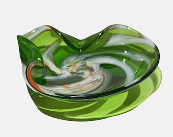 Art Glass Polychrome Swirl Bowl