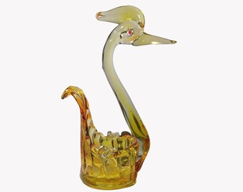 Rare Hand-blown Art Glass Roadrunner Ashtray