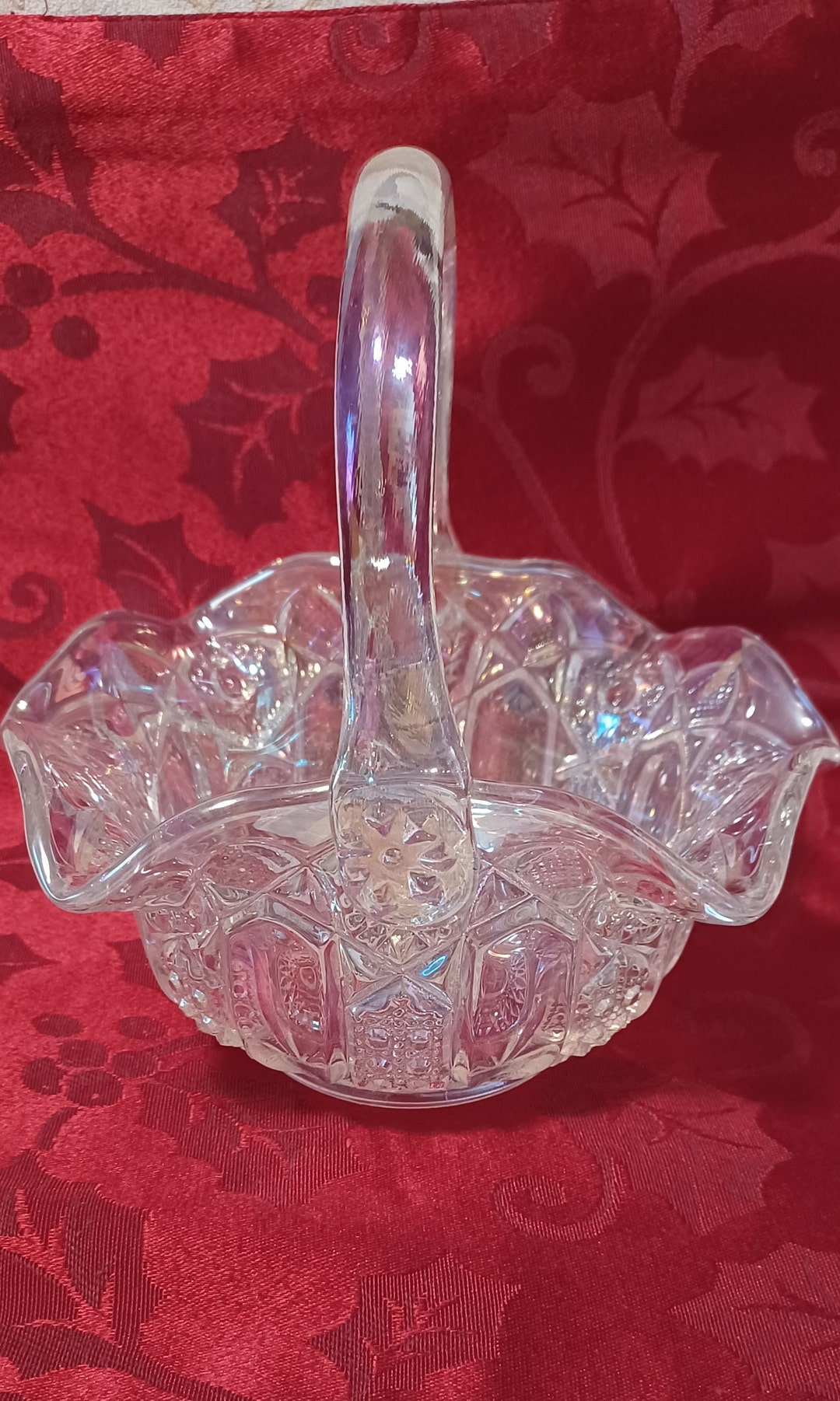 L.E. Smith Glass Basket Etsy