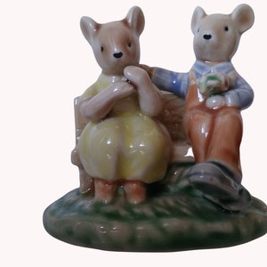 VINTAGE Porcelain Bear Couple on Bench