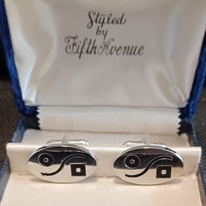 Vintage Silver Tone Cufflinks with Original Box