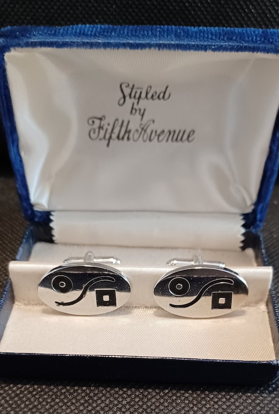 Vintage Silver Tone Cufflinks with Original Box