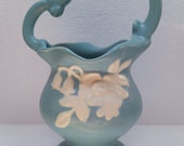 Weller Pottery Cameo Rose Basket Vase
