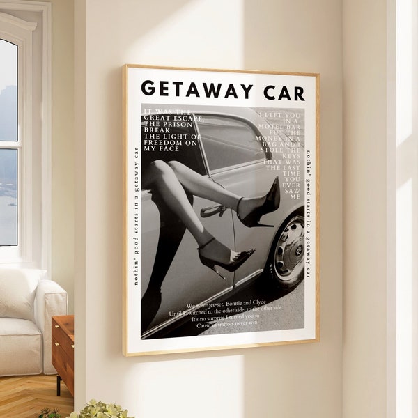 Affiche de voiture pour une escapade, album de réputation, affiche de paroles, art mural, affiche impression numérique, dortoir, chambre à coucher