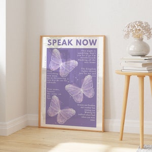 Physical Speak Now Poster, Album lyrics, Physical  poster, Matte vertical posters, purple butterflies, album poster