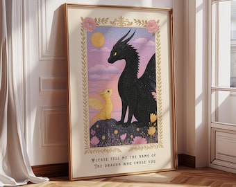Dragon Book Print, Fantasy Bookish Wall Art, Book Lover Gift, Dragon Art, Book Quote, Please tell me the name of the dragon who chose you