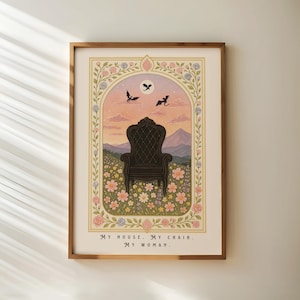 Czwarty Skrzydło Druk, Fantasy Bookish Wall Art, Dziewczęcy Prezent Miłośniczki Książek, Sztuka Tronu, Mój Dom, Moje Krzesło, Moja Kobieta, Sztuka Cytatów z Książek, Druk Smoka
