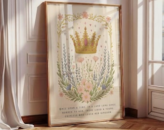 Once Upon a Time TOG Print, Bookish Wall Art, Fantasy Book Quote, Floral Crown Art, Book Lover Gift, Fantasy Book Poster, Girly Book Art