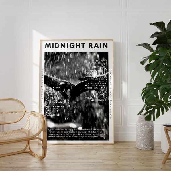 Midnight Rain Poster, Midnights Album zum Ausdrucken, Lyric Poster, Wandkunst, He was sunshine, I was Midnight rain