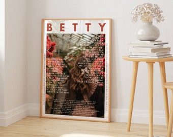 Betty poster,  Folklore album printable, Lyric Poster, wall art, Merch, digital print,  room décor