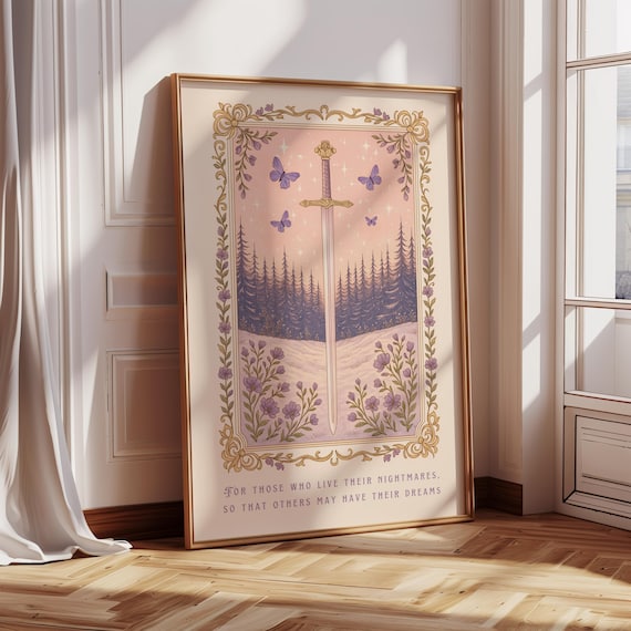 Quicksilver Print, Bookish Art, Girly Book Lover Gift, Sword Art, For those who live their nightmares, So that others may have their dreams