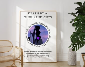 Death by a thousand cuts, lover album poster, Printable Lyric Poster, wall art, Print  dorm room,  bedroom