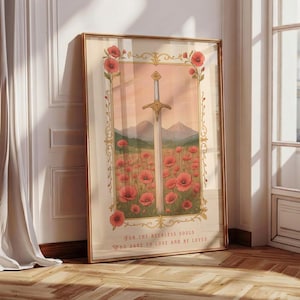 Impresión imprudente, arte de pared de fantasía literaria, regalo para amantes de los libros, arte de la espada, para las almas imprudentes que se atreven a amar, cita de libro, impotente