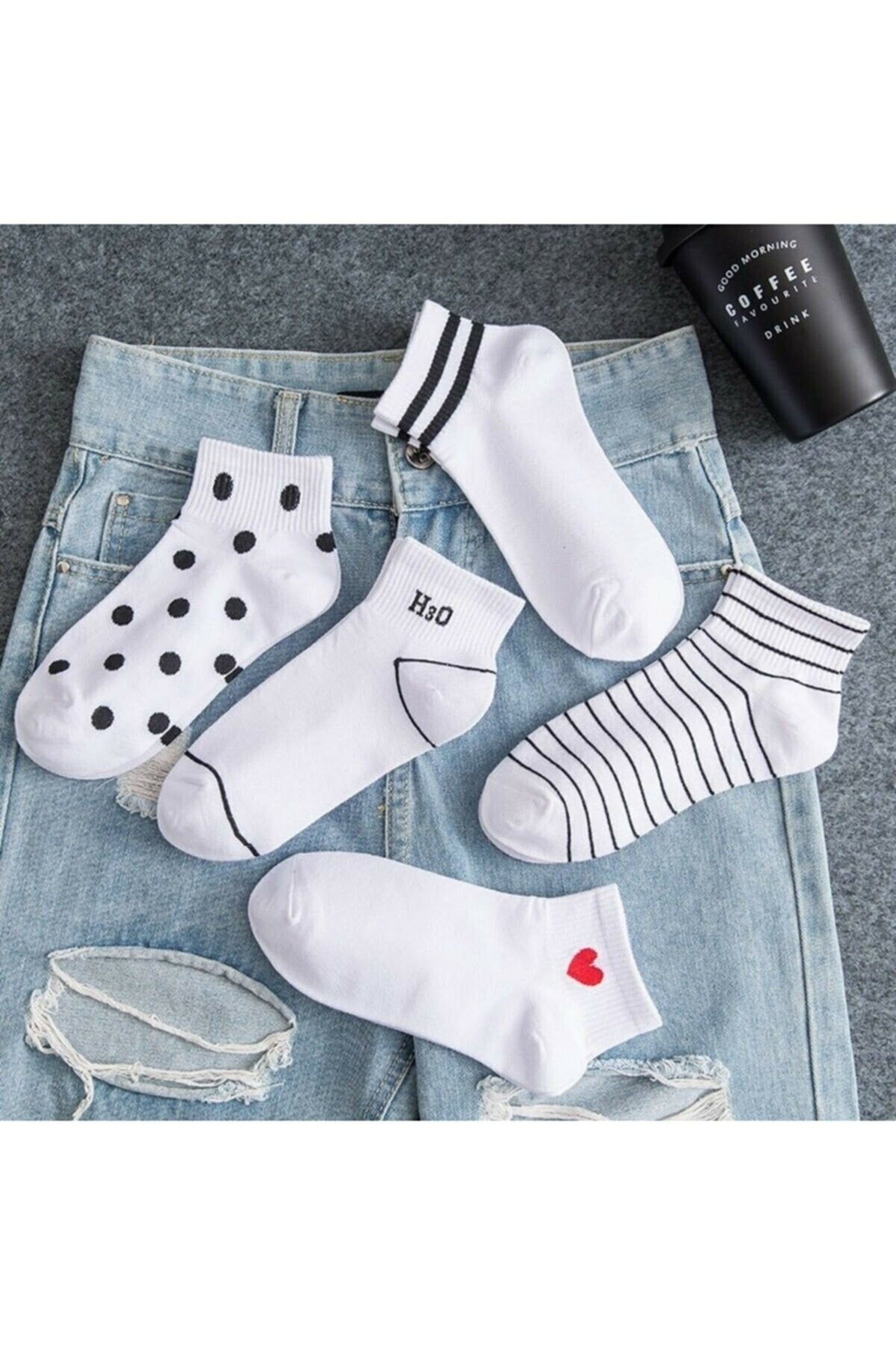 Women's Patterned Booties Socks 5 Pack Etsy