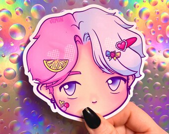 Jimin BTS Kawaii Decora Vinyl Sticker | Laptop Water Bottle Water Resistant, Glossy Decal, Korean Pop Stationary
