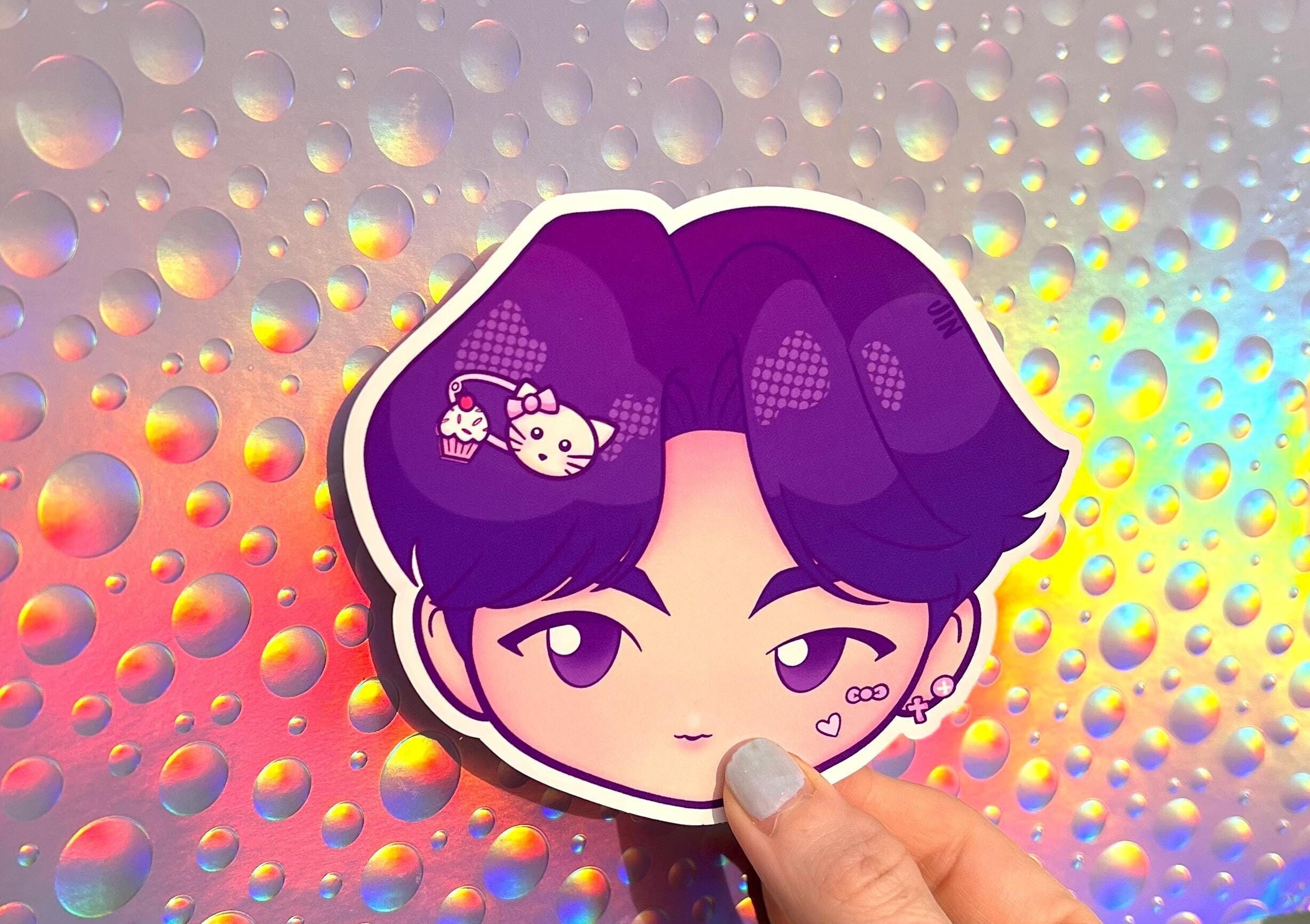 Jin BTS Kawaii Decora Vinyl Sticker | Laptop Water Bottle Water