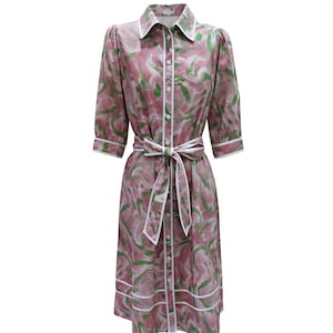Women belted shirt dress/ Midi dress/Short sleeve dress/Dresses