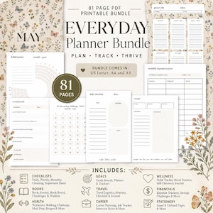 Butterfly Planner Printable Undated Journal Bundle A4, A5, US Letter ...