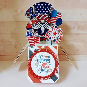 Carte Joyeux 4 juillet, carte Joyeux 4 juillet Oncle Sam, carte pop-up 4 juillet, carte de voeux pop-up boîte 3D faite main