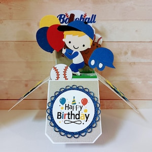Carte pop-up baseball, carte de joyeux anniversaire, carte boîte de baseball 3D, carte de voeux pop up boîte 3D faite main baseball
