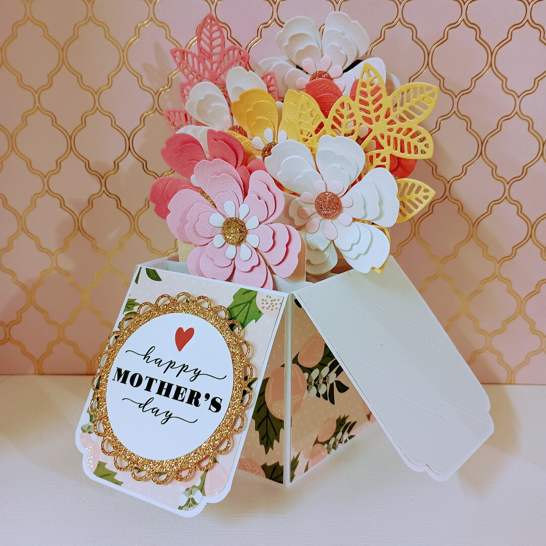 Happy Mother's Day Card, Mother's Day Flowers Card, Happy Birthday Card, Flowers Pop up Birthday