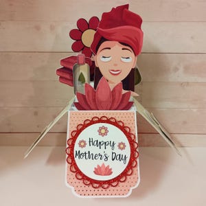 Carte de fête des mères heureuse, carte spa faite main, carte spa de fête des mères heureuse, carte d'anniversaire pop-up, carte de voeux pop-up boîte 3D faite main