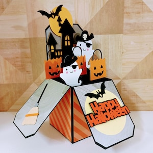 Happy Halloween Card, Ghosts Card, Halloween Box Card, Handmade 3D Box Pop Up Greeting Card