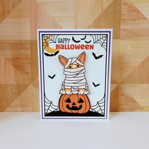 Carte d'Halloween, carte de voeux faite main, carte d'Halloween corgi, carte des bonbons ou un sort fait main, carte d'Halloween effrayante faite main, carte de maman