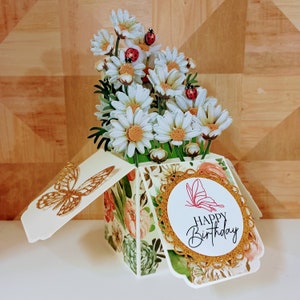 Happy Birthday Daisy Box Card, Mother's Day Daisy Card, pop up Birthday Card, Handmade 3D Box Pop Up Greeting Card