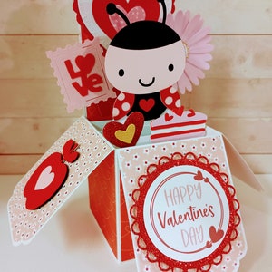 Carte de Saint-Valentin, carte coccinelle de la Saint-Valentin, carte coccinelle, carte boîte, carte faite main, carte de voeux 3D pop-up