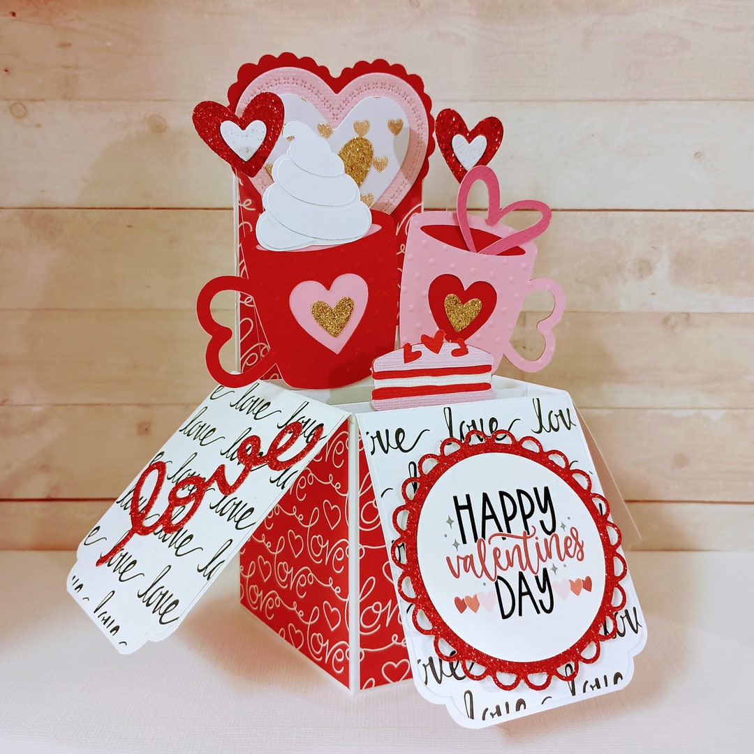 Handmade Valentine's Day 3D Pop up Card: Hot Chocolate & Coffee - Etsy