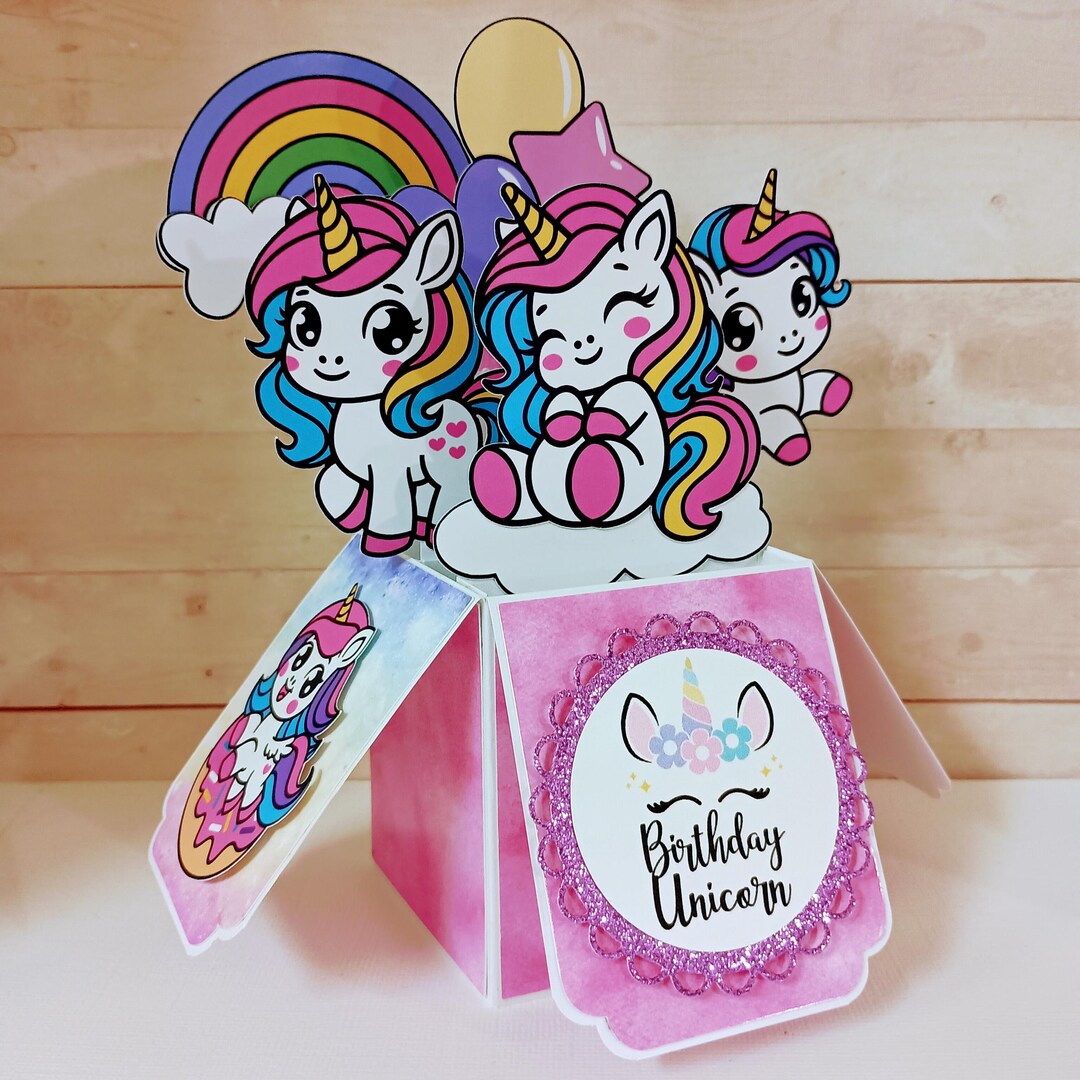 Unicorn Birthday Card: Handmade 3D Pop up Box Card - Etsy
