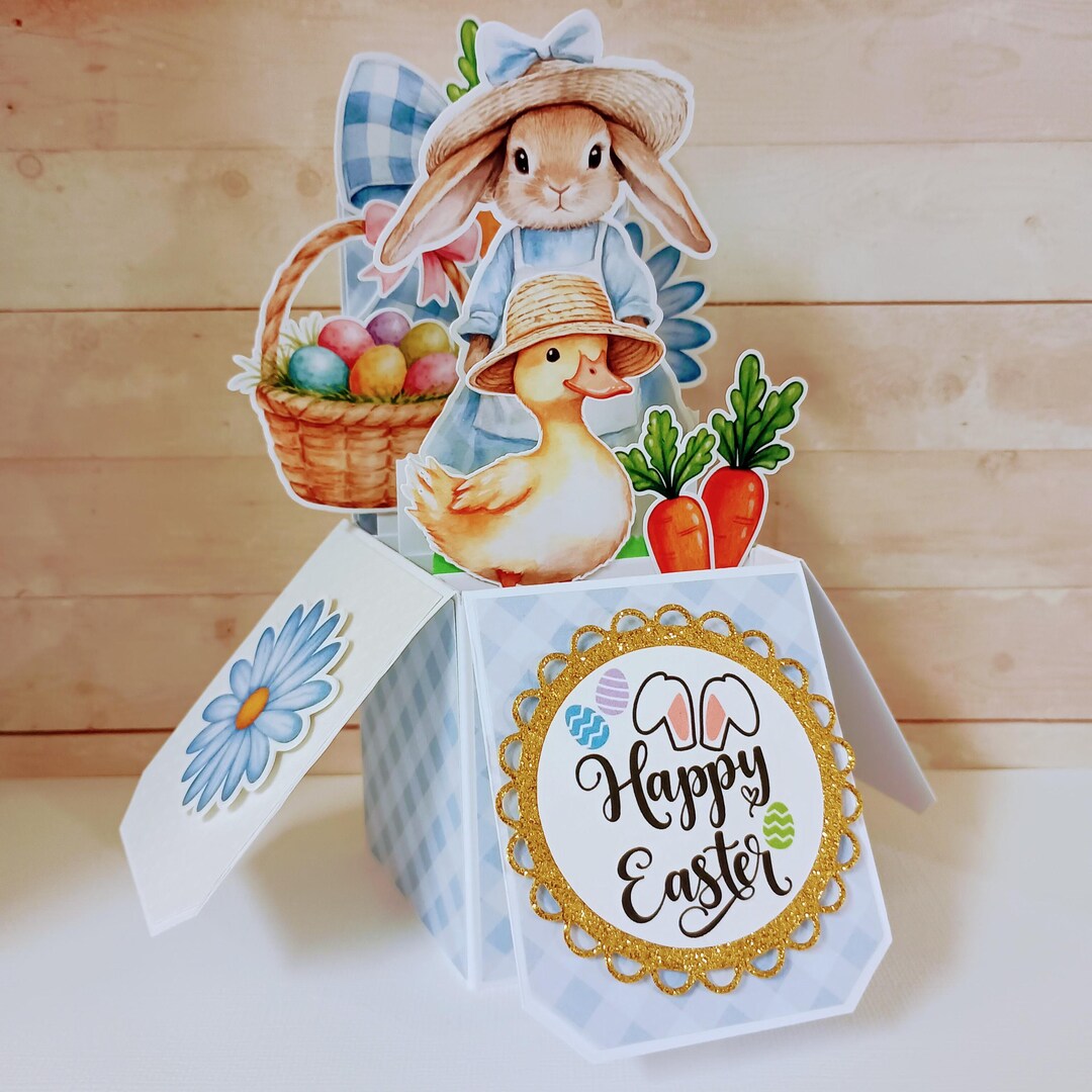 Handmade Easter Bunny & Duck 3D Pop up Box Card - Etsy