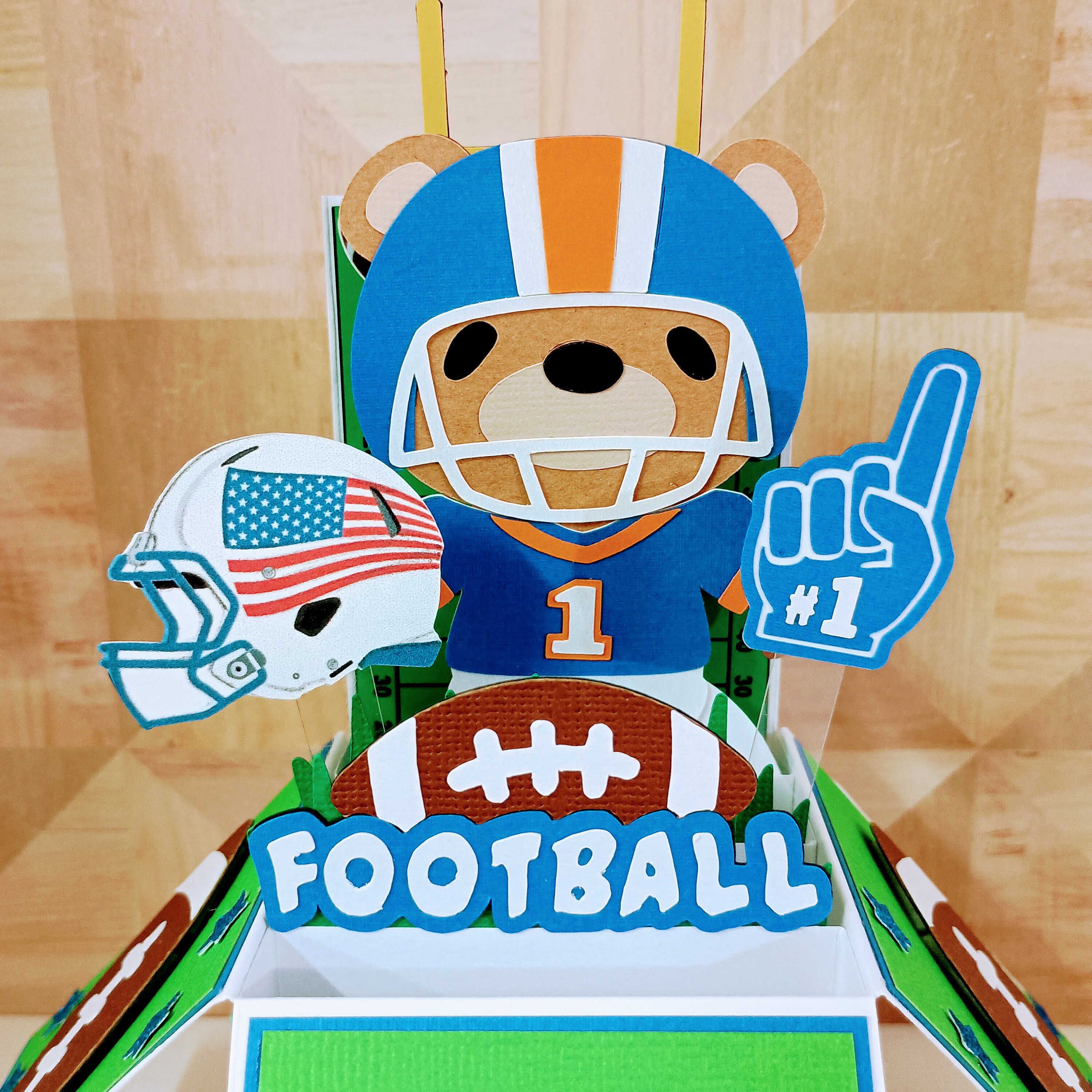 American Football Pop Up Gift Card, Happy Birthday Card, Touchdown 3D Greeting Card, Ball Sport - View #3