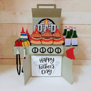 Carte de fête des pères pour barbecue, Carte de hot-dog barbecue, Carte de barbecue pour la fête des pères, Carte de barbecue 3D Box, Carte de voeux 3D pop-up faite main